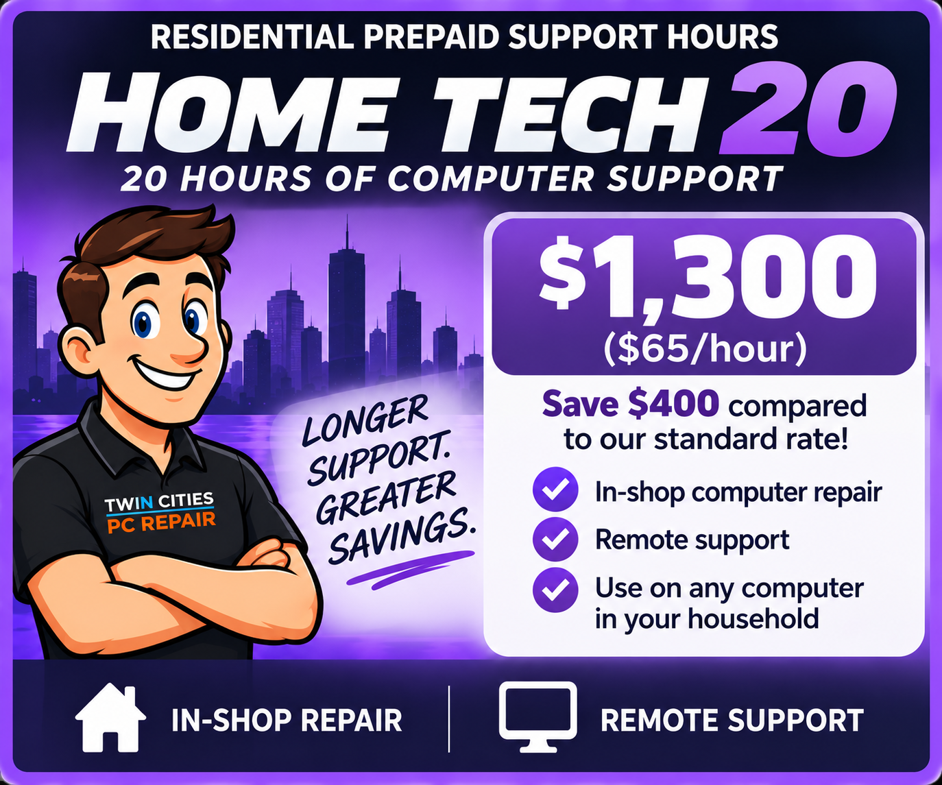 Home Tech 20 prepaid computer support Bloomington MN